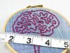 How Often to Weigh Yourself Blue Denim and Pink Brain Anatomy Mini Hoop Art. Hand Embroidered.